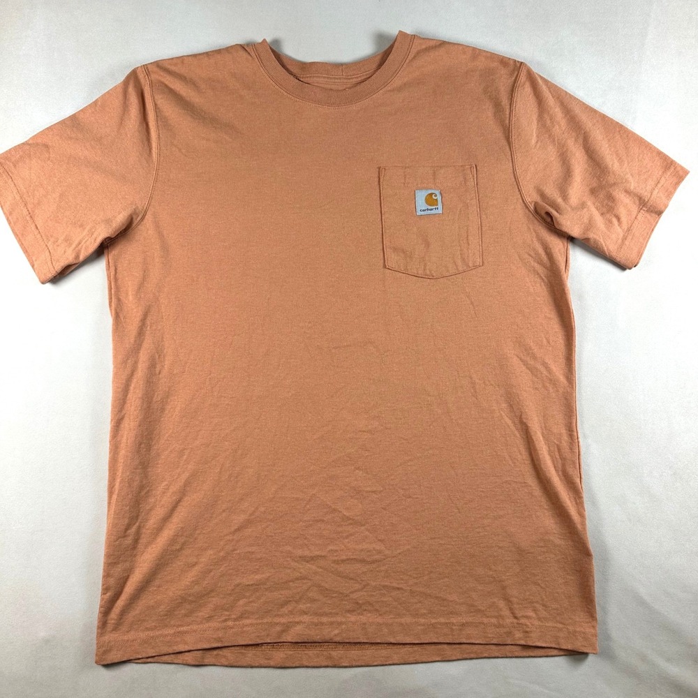 Carhartt Mens L Relaxed Fit Pocket T Shirt Orange Tried True 1889 Graphic